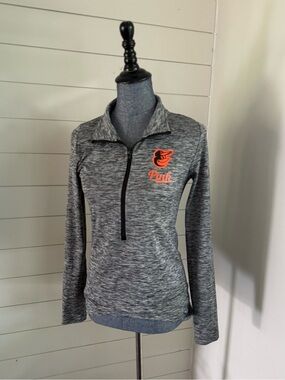 Women’s PINK Victoria’s Secret Baltimore Orioles Half Zip Gray Pullover Small